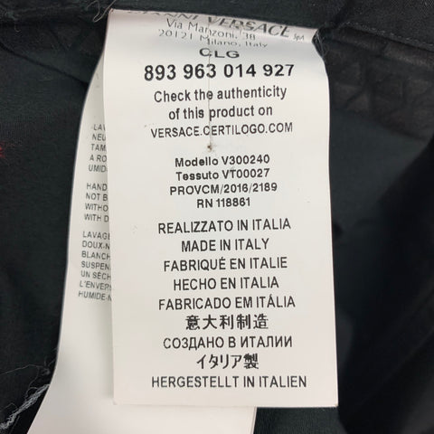 VERSACE COLLECTION Size XL Black Beaded Cotton Long Sleeve Shirt