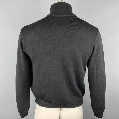 DALMINE Size S Black Color Block Merino Wool Half Zip Brown Pullover