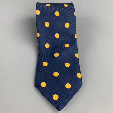BRIONI Navy Polka Dot Silk Tie