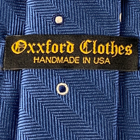 OXXFORD CLOTHES Blue White Dots Silk Tie