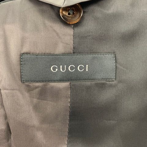GUCCI Size 44 Taupe & Green Plaid Wool Single Breasted Sport Coat