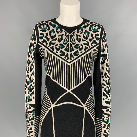 RACHEL ROY Size M Black & White Merino Wool Sheath Dress