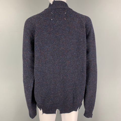 MAISON MARGIELA Size S Navy Knitted Lana Wool Cardigan