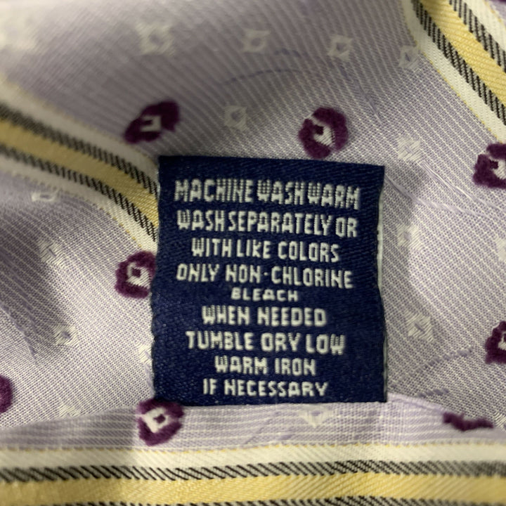 ROBERT GRAHAM Size XL Purple Yellow & Stripe Cotton Button Up  Long Sleeve Shirt