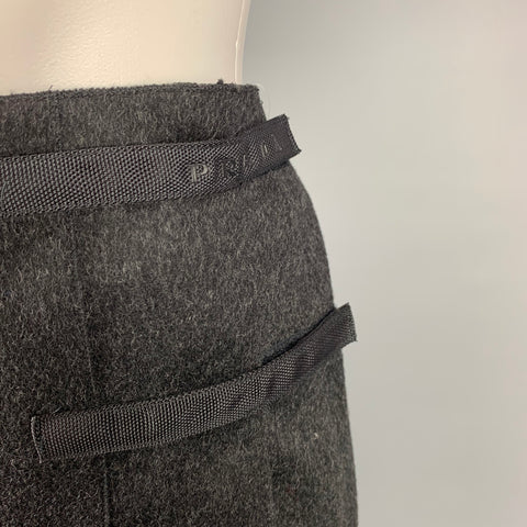 PRADA Mini-jupe plissée en laine vierge anthracite taille 2