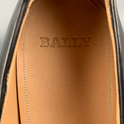 BALLY Size 13 Black Leather Slip On Loafers