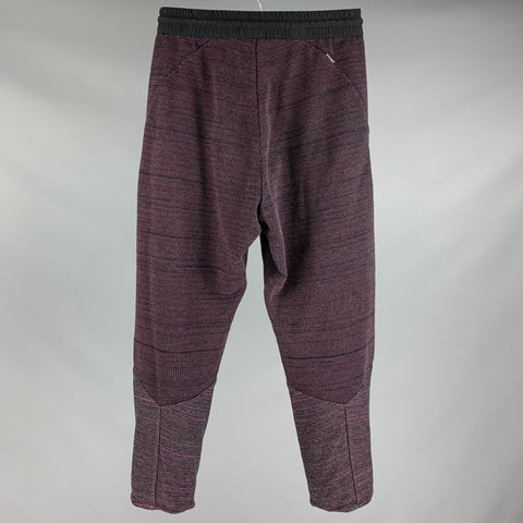 BYBORRE Size S Black Red Textured Cotton Joggers Casual Pants