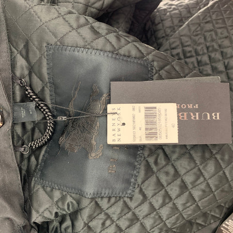 BURBERRY PRORSUM Size 40 Black Quilted Coated Cotton Mink Collar Zip Jacket