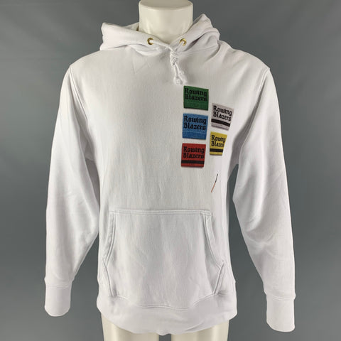 ROWING BLAZERS Size M  White Graphic Cotton Hoodie Sweatshirt