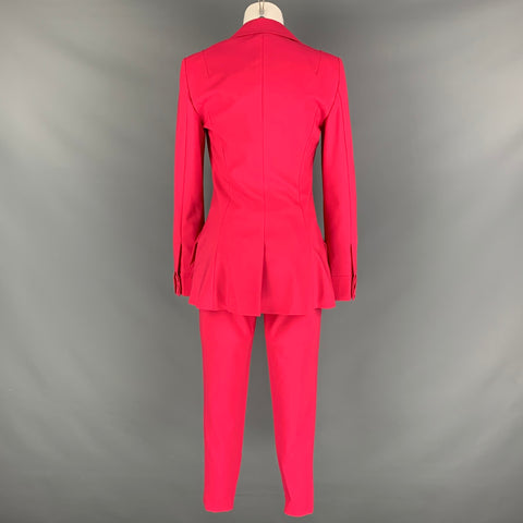 LA PERLA Size 4 Pink Fuchsia Wool Elastane Double Breasted Pants Suit