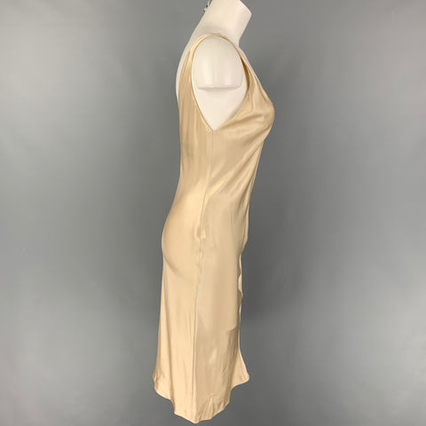 J. MENDEL Size 4 Beige Mixed Fabrics Slip Cocktail Dress