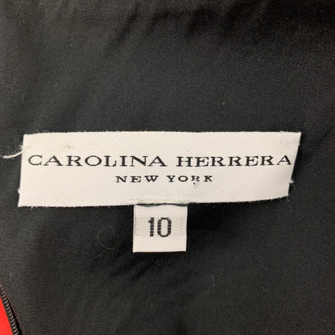 CAROLINA HERRERA Taille 10 Robe fourreau en coton noir rouge couleur bloc