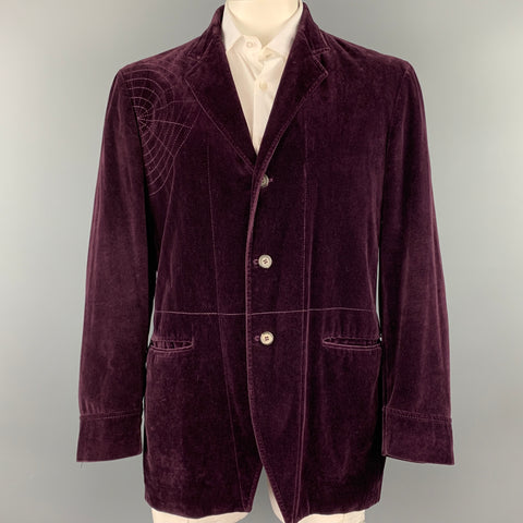 JOHN BARTLETT Size 42 Purple Stitched Cotton Notch Lapel Sport Coat