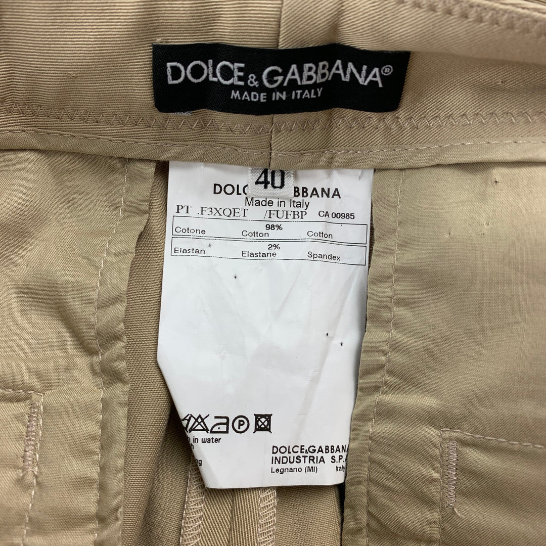 DOLCE & GABBANA Size 4 Khaki Cotton Wide Leg Dress Pants