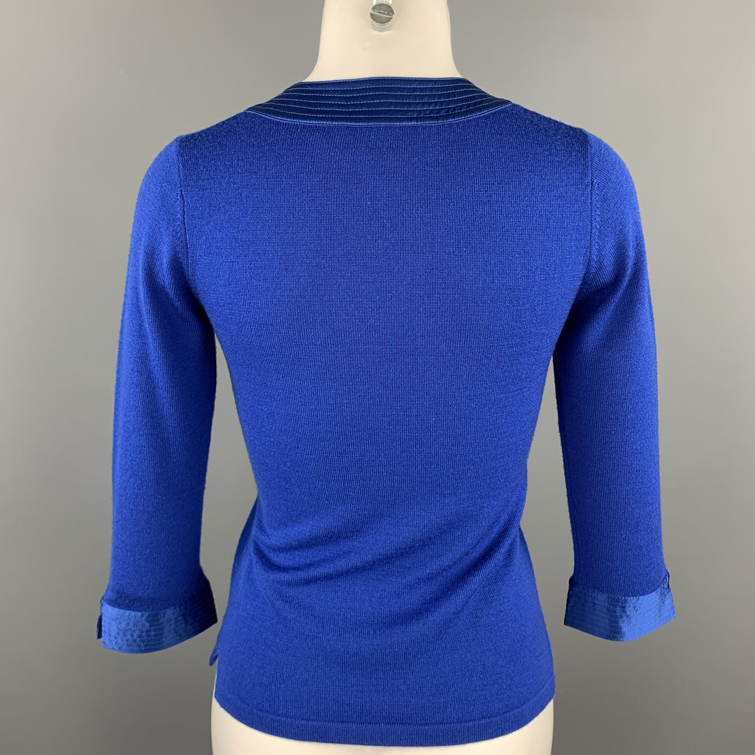 SHANGHAI TANG Size S Blue Knitted Wool Pullover