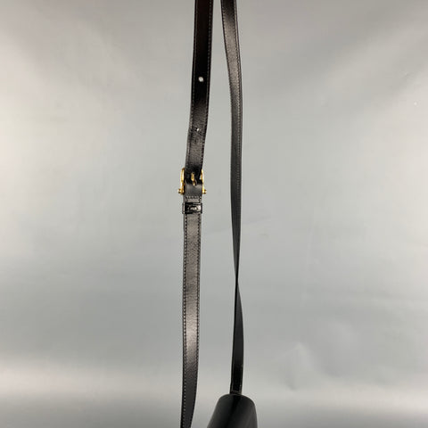 Vintage CELINE Black Leather Crest Saddle Handbag