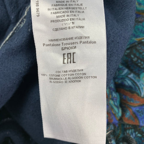 ETRO Pantalones casuales con cinturilla elástica de algodón paisley multicolor talla M