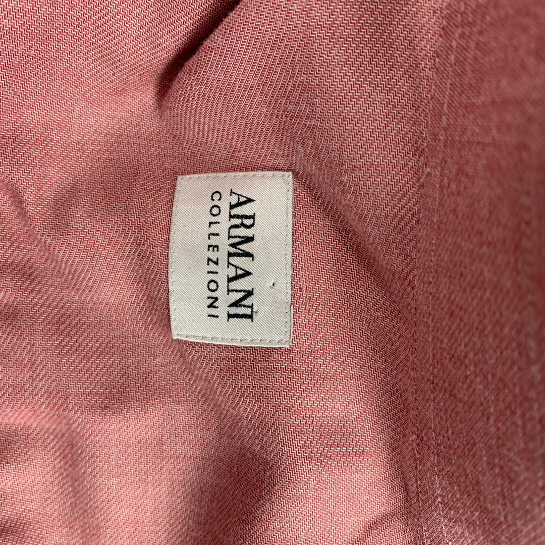 ARMANI COLLEZIONI Camisa de manga larga con botones de algodón rojo jaspeado talla L