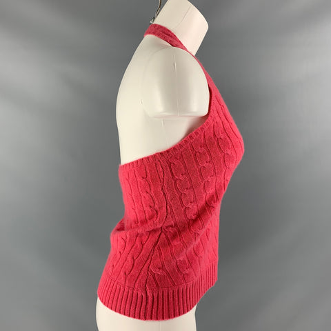 RALPH LAUREN Size L Pink Gold Cashmere Cable Knit Dress Top