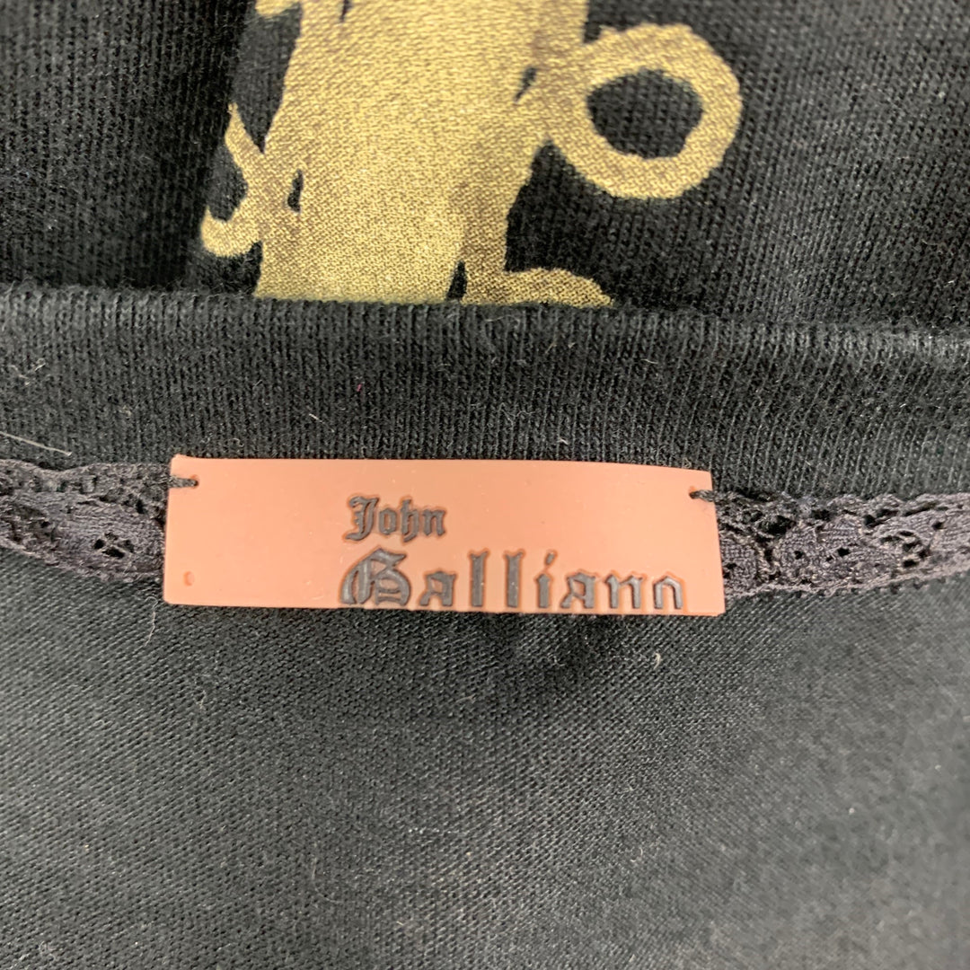 JOHN GALLIANO Size M Black Gold Print Cotton Crew-Neck T-shirt