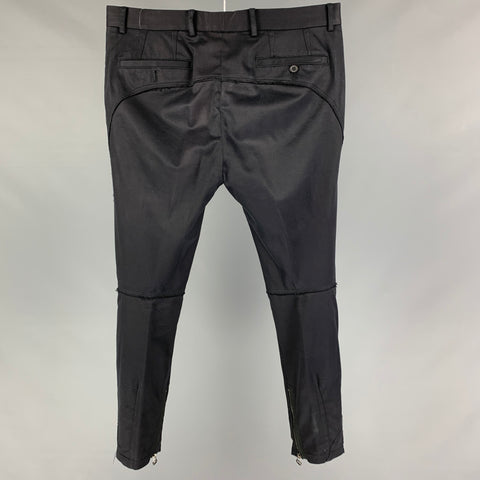 LANVIN Size 32 Black Cotton Blend Raw Edge Casual Pants