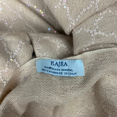 BAJRA Beige Sequined Cashmere / Silk Scarf