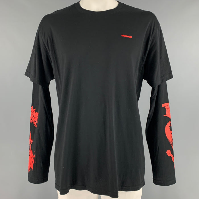 GIVENCHY Size XL Black Red Graphic Cotton Long Sleeve T-shirt