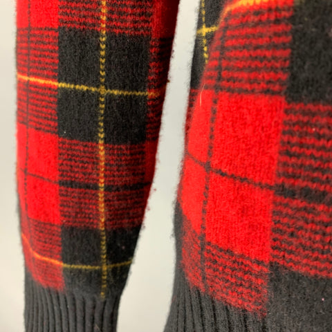 POLO by RALPH LAUREN Size XL Red Black Plaid Lambswool Shawl Collar Sweater