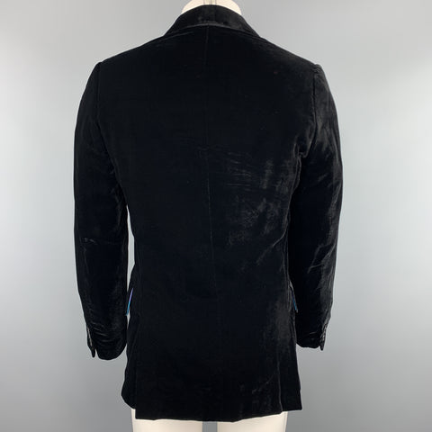 D&G by DOLCE & GABBANA Size 38 Black Velvet Peak Lapel  Sport Coat