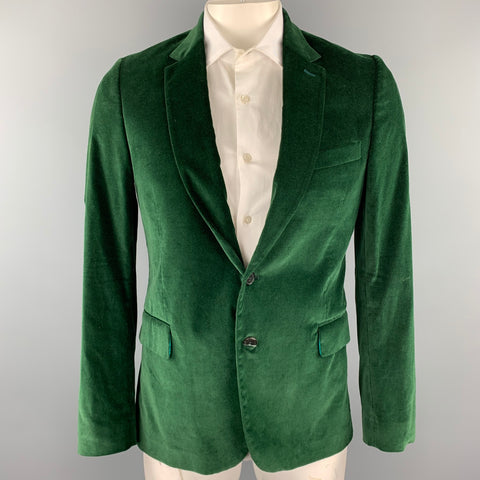 PAUL SMITH Size 42 Regular Green Velvet Notch Lapel Sport Coat
