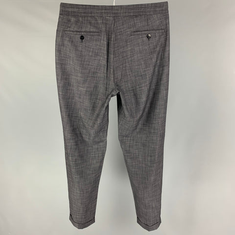 ERMENEGILDO ZEGNA Size 32 Gray Charcoal Plaid Wool Blend Cuffed Casual Pants