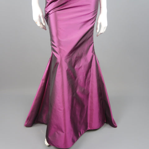 RICHARD TYLER Size 10 Purple Silk Taffeta Gathered Rosette Gown