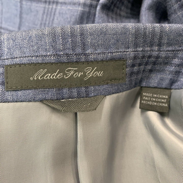 INDOCHINO Size 36 Blue Navy Plaid Wool 30 30 Suit