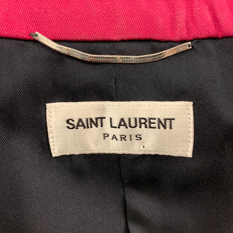 SAINT LAURENT Size 40 Raspberry & Black Wool Notch Lapel Sport Coat