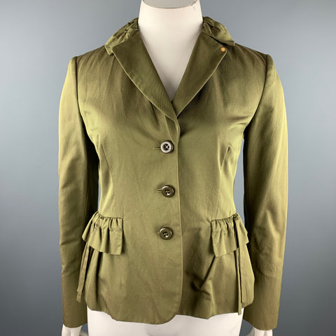 MOSCHINO CHEAP AND CHIC Talla 12 Chaqueta de mezcla de algodón de sarga verde oliva
