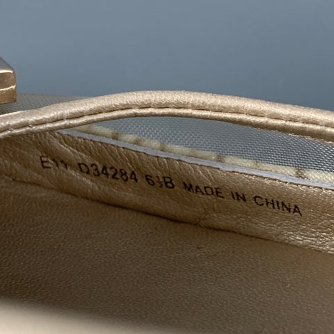 COLE HAAN Talla 6.5 Zapatos planos sin cordones de charol con estampado de piel de serpiente de malla beige