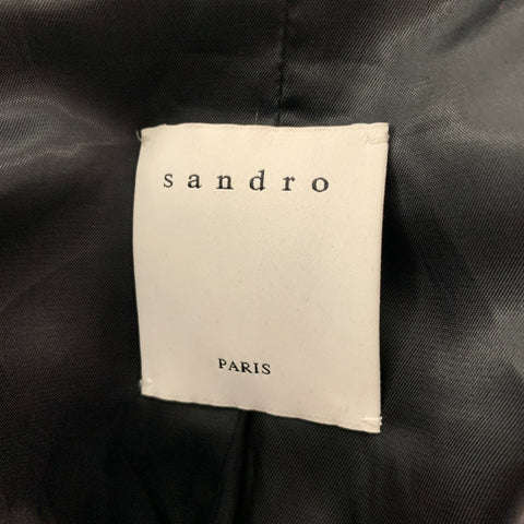 SANDRO Size 44 Black Solid Wool Tuxedo Sport Coat