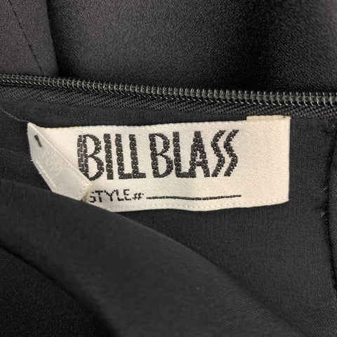 BILL BLASS Vestido de cóctel con abertura en los hombros de seda negra talla M