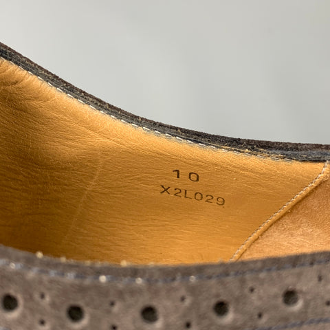 GIORGIO ARMANI Size 11 Brown Perforated Leather Monk Strap Loafers