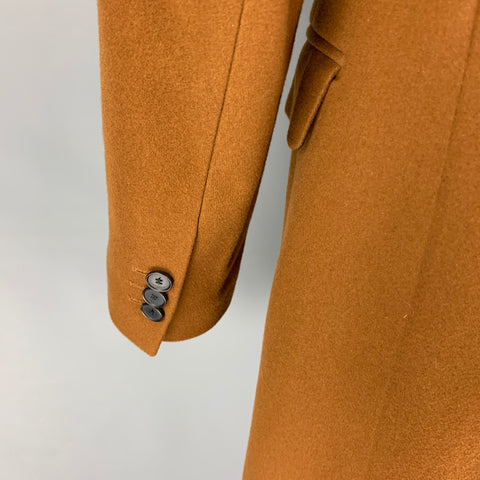 SANDRO Size L Brown Wool Blend Notch Lapel Coat