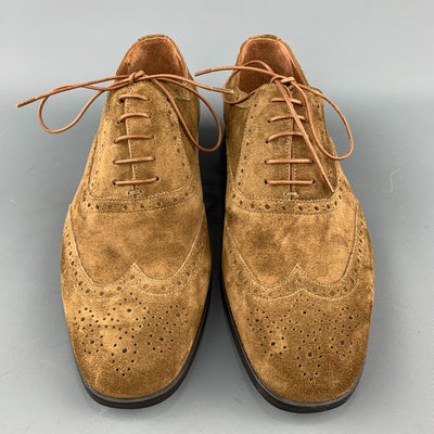 RALPH LAUREN Size 8 Brown Perforated Suede Wingtip Lace Up Shoes