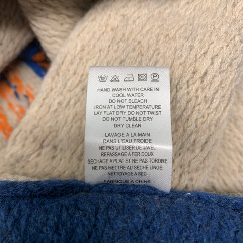JOSEPH Size M Grey Blue Fair Isle Wool Crew-Neck Sweater