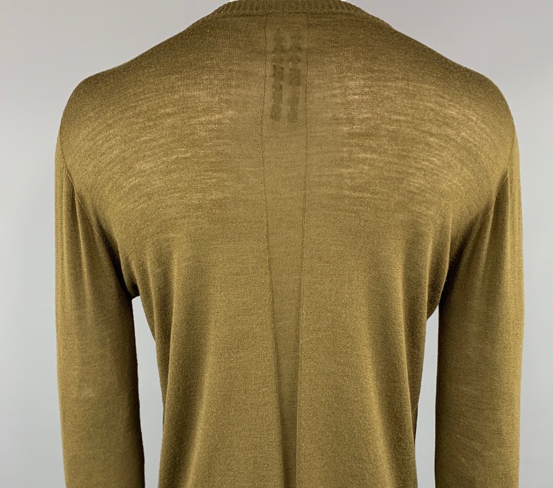 RICK OWENS SISYPHUS F/W 18 Size M Olive Solid Lana wool Crew-Neck Pullover Sweater