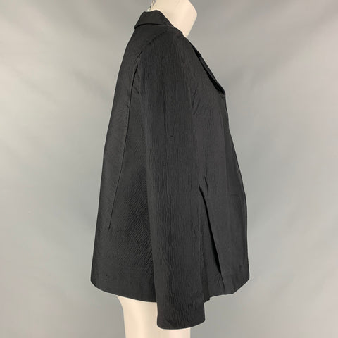 MARNI Size 2 Black Wrinkled Open Front Jacket