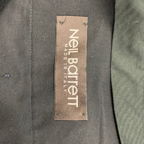 NEIL BARRETT Size 36 Black Stripe Wool Linen Pleated Dress Pants