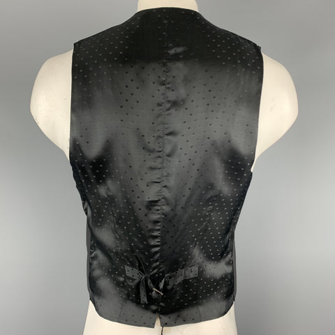 DOLCE & GABBANA Size 44 Black Wool Blend Polka Dot Back Buttoned Vest