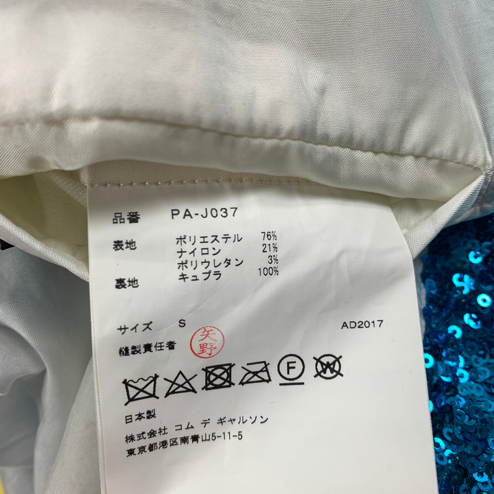COMME des GARCONS HOMME PLUS SS 18 Size S Aqua Sequined Polyester Blend Jacket