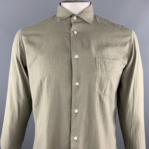 HARTFORD Size M Taupe Solid Cotton Button Up Long Sleeve Shirt