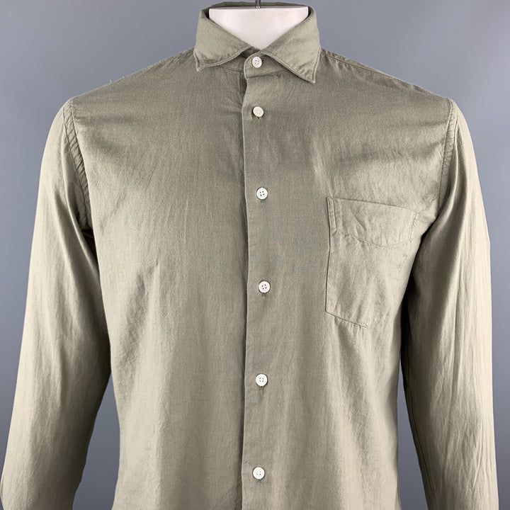 HARTFORD Size M Taupe Cotton Button Up Long Sleeve Shirt