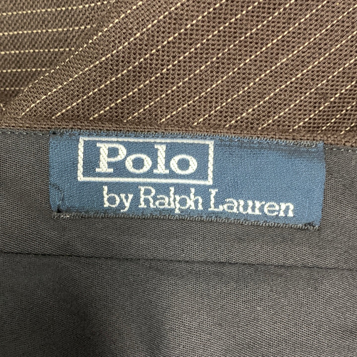 RALPH LAUREN Size 42 Long Brown Stripe Wool Notch Lapel Suit
